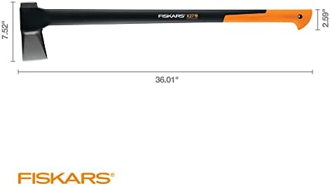 Fiskars X27 Супер Разделување Секира - Дрво Сплитер За Средни До Големи Димензии Логови со 36 Шок Апсорпција Рачка-Црна