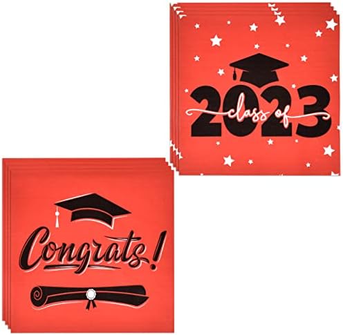 100 Класа Од 2023 Година Дипломирање Салфетки За Ручек Црвена И Црна Хартија За Еднократна Употреба Честитки Град Капа Салфетка За Ручек За