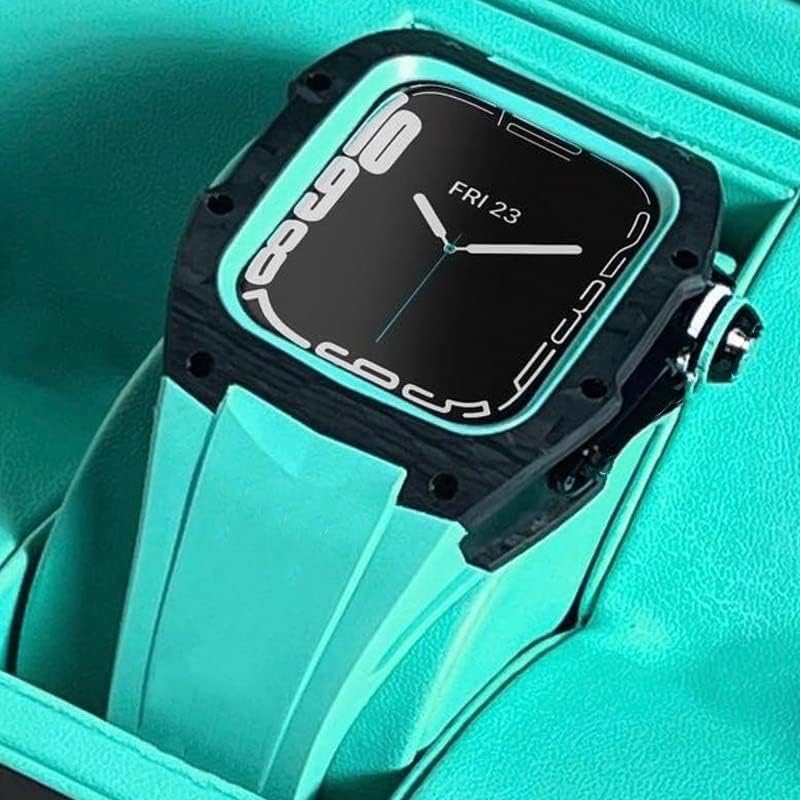 Bholsa Јаглеродни Влакна Луксузен Случај За Apple Watch Band 45mm Серија 8 7 Нерѓосувачки Челик за Iwatch Серија 6 5 4 4 SE 44mm Комплет За Модификација