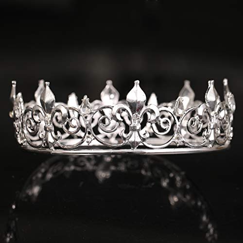 ЗАРАМНОМЕРНА Целосна Тркалезна Кралска Круна-Метални Кристални Круни и Дијадеми За Жени И Мажи Забава Матурска Забава