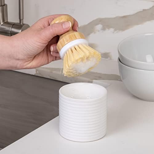 Пад дизајн керамички сапун пумпа и сет на четки - 4 парчиња - Организација за чистење