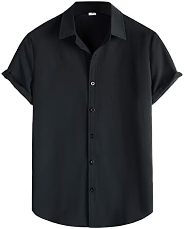 XXBR 2023 Нова машка мода обична цврста боја на лак за кратки ракави за кратки ракави на врвот спандекс кошула