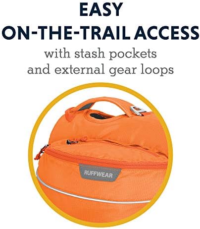 Ruffwear, пристап за ранец за кучиња, лесен пакет за пешачење и кампување, портокалово афион, голем/x-голем