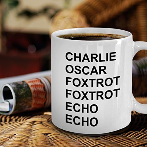 Подароци за радио оператор од шунка - Фонетска азбука кригла - кафе Чарли Оскар Фоксот ехо - Воен код во авијацијата