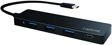 LOGILINK USB Центар за Компјутер/Лаптоп Алуминиум Домување Црна Црна 3+1 Порта