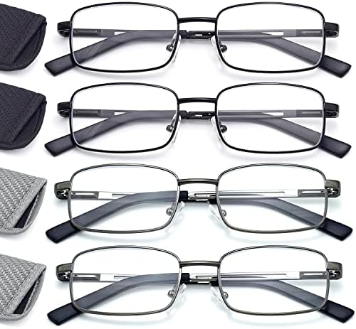 ВИСОКОКВАЛИТЕТНИ Очила За Читање Мажи, Метални Нерѓосувачки Флексибилни Читачи Со Меки Куќишта, Проѕирни Очила За Сина Светлина На Објективот