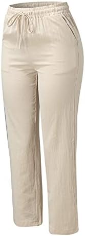 Вокачи Обични Панталони За Жени Со Цврста Боја Еластични Високо Потрошени Удобни Панталони Со Џебови Летни Лабави Спортски Панталони