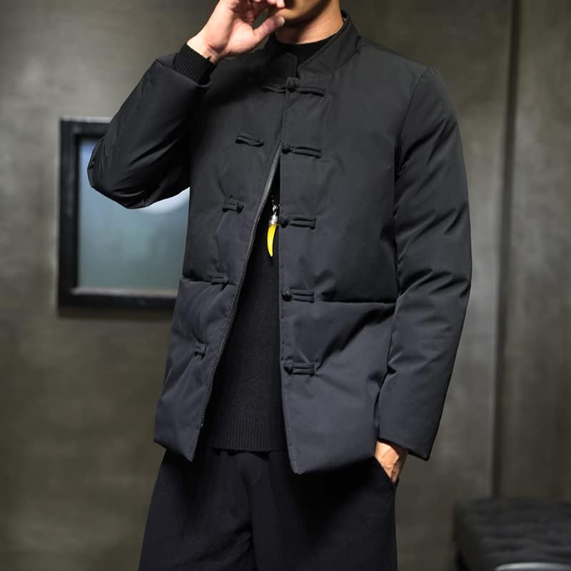 Зимска машка кинеска задебелена памучна јакна Гроздобер термичка јакна цврста боја на ветерно памучна јакна од памук