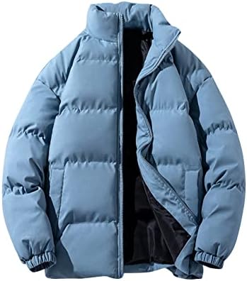 Ymosrh машка палто цврста боја штанд јака лабава задебелена памучна јакна, обичен палто палто и јакни