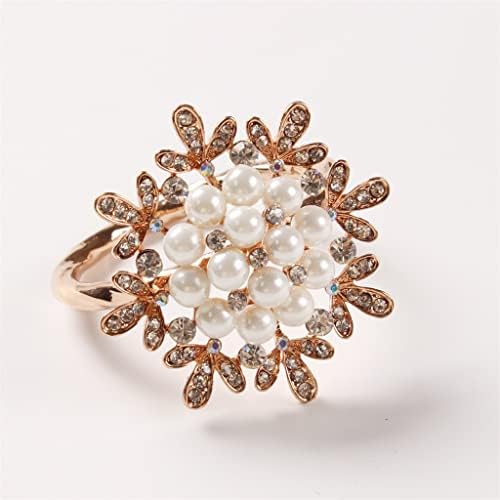 12 парчиња салфетки прстени шампањски дијамантски бисери цветни салфетки прстени корејски стил метални позлатени прстени на ткиво