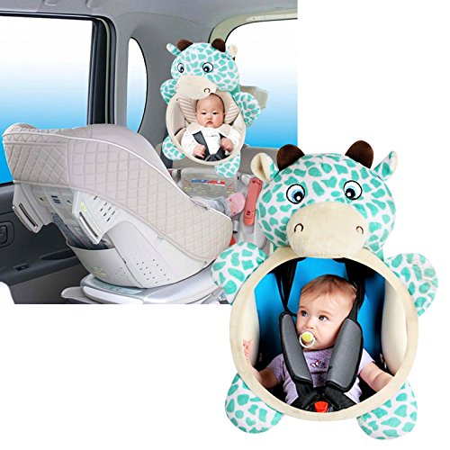 Огледало за автомобил за бебиња од jeshoo | Безбедносно огледало на седиштето за автомобили за задно соочување со новороденче | Дизајн на животни