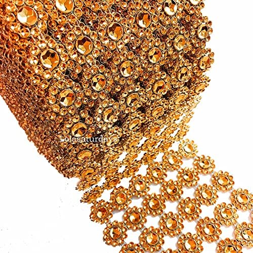 LOLASATRDAYS- Златен лента од ринстон, 30-тина цветна обвивка, решетка за завиткување на дијаманти, дијамантска ролна, дијамантска мрежа