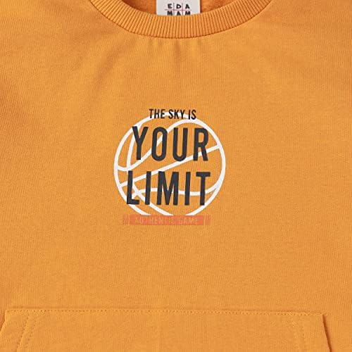 Одржлива џемпер на Ед-А-Мама со печатење во градите за момчиња-жолта