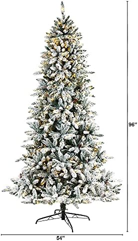 8ft. Собрани вештачко новогодишно елка со борови конуси и 500 чисти топли LED светла
