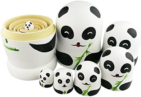 Winterworm® Симпатична прекрасна панда која држи бамбус рачно изработени дрвени руски гнездење кукли Матриошка кукли поставени