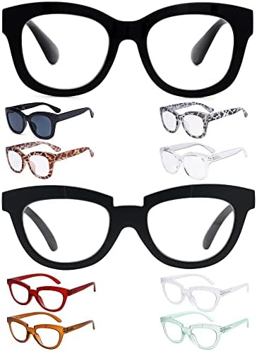 Eyekepper Заштедете 10% на 5 пакувања жени ретро преголеми очила за читање и 5 пакувања половина од читателите на месечината +4,00