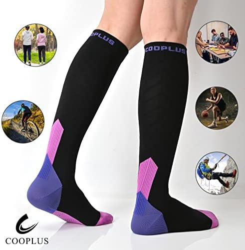 COOPLUS Компресија Чорапи За Жени Мажи 20-30 mmhg Циркулација Поддршка Коленото Високи Чорапи За Медицинска Сестра Трчање Атлетски