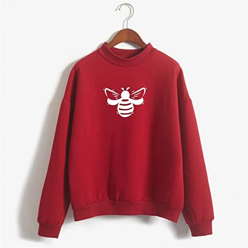 Печати за печатење џемпери на пчели женски врвови модни екипаж капка рамо со долги ракави маички за џемпери за животински пуловер