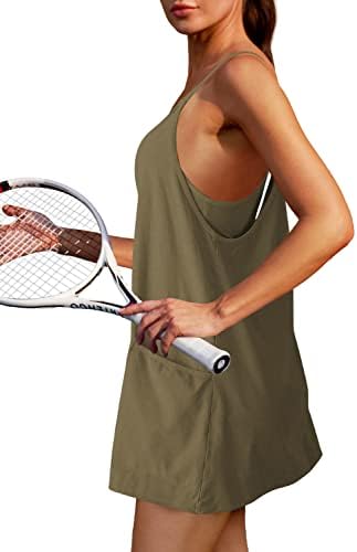 Мини фустан со тениски фустан од нироровин женски фустан со шорцеви ленти од шпагети, голф атлетски фустани