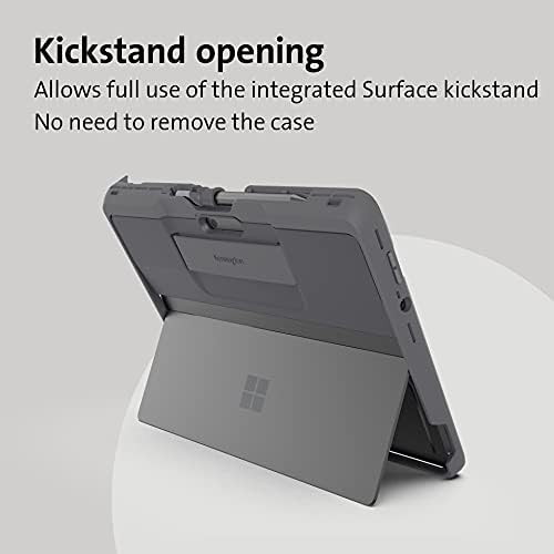 Кенсингтон Surface Pro 8 Rugged Case - Blackbelt Rugged Case со лента за рамо - Платинум