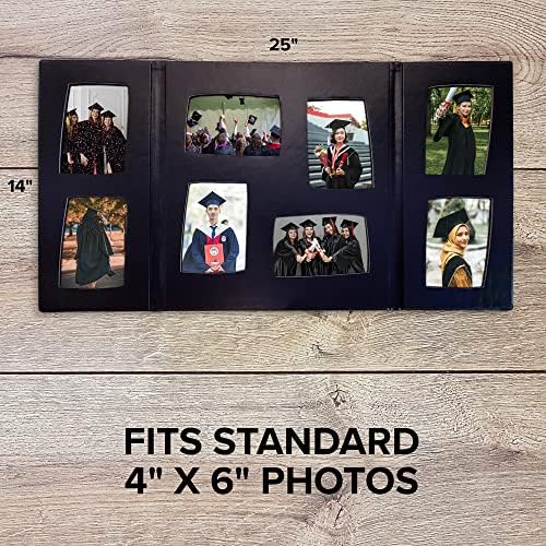 Сениорска рамка за повеќе слики за 4x6 во средношколци, колеџ или универзитетски дипломирани фотографии. 8 рамка. Преклопна брошура