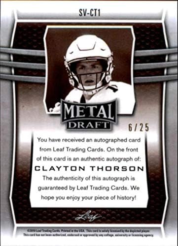 2019 Лисја на метал Нацрт автограм Виолетова BA-CT1 Clayton Thorson Sepia RC Auto Autograph 6/25 Football Trading Card