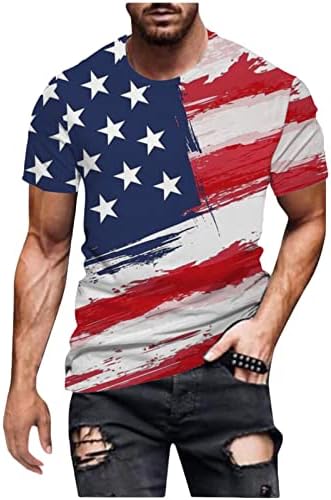 Машка маица, 4 -ти јули Смешни маички Графички 3Д печатење летни врвови во САД Американски знаме Денот на независноста на Денот на знамето