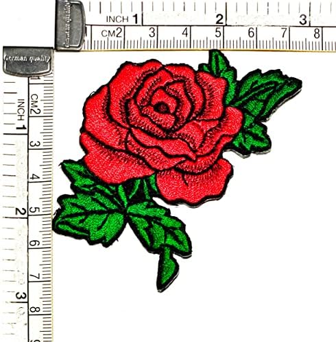 Кленплус 2 парчиња. Прекрасни Цвеќиња Цветни Црвена Роза Железо На Закрпи Активности Везени Лого Облека Фармерки Јакни Капи Ранци
