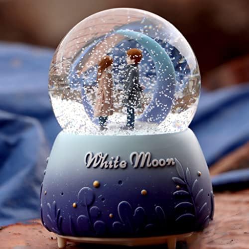 Tfiiexfl креативни светла во боја лебдат снегулки бела месечина двојка стаклена кристална топка музичка кутија Танабата роденденски