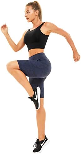 Женски велосипедисти шорцеви со џебови 8 Голем тренинг на половината, јога -вратоврска боја мека спандекс атлетски велосипедски шорцеви