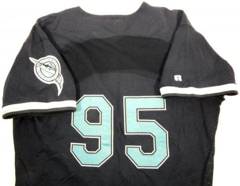 1999-02 Флорида Марлинс 95 Игра користена црна маичка БП Св. Име Плоча Отстранета 275 - Игра користена МЛБ дресови