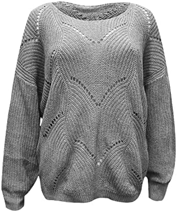 Џемпер од фрагмент за жени плус големина, женски пулвер во боја на трикотажа, шуплив џемпер