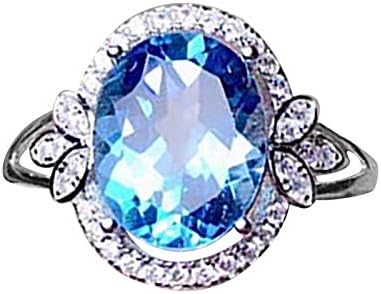 2023 Нови дами прстен прстен прстен гроздобер големина 610 сина циркон бакарна прстени симпатична трендовски накит