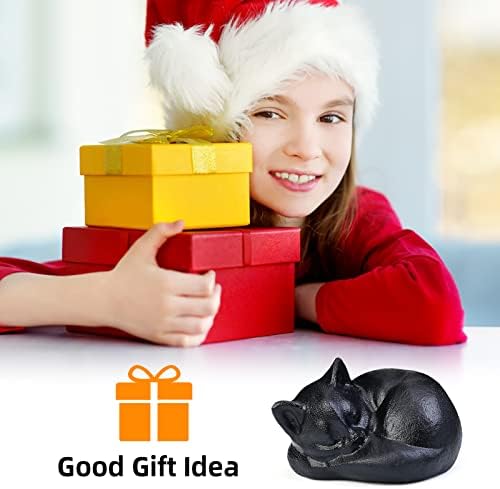 Фигура на црна мачка во Бакорфеја - Декор за спиење мачки за loversубители на мачки, црни мини мачки фигурини статуи подароци за жени