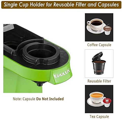 Chulux единечна машина за кафе и четири парчиња филтри за еднократно кафе, операција со едно копче