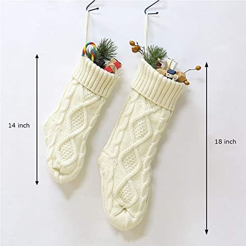 Meiosuns Божиќни чорапи кабел плетени порибување Божиќни украси Гуди торби подарок камин Божиќни дрвја за порибување украси за