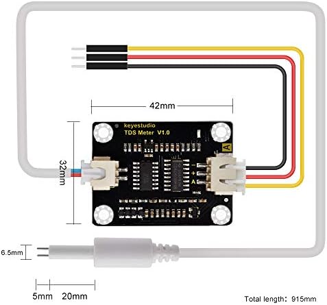 Ceyestudio TDS мерач на сондата Мониторинг на квалитетот на водата V1 модул на сензори со конектор за жица за скокач XH2.54-3Pin за arduino