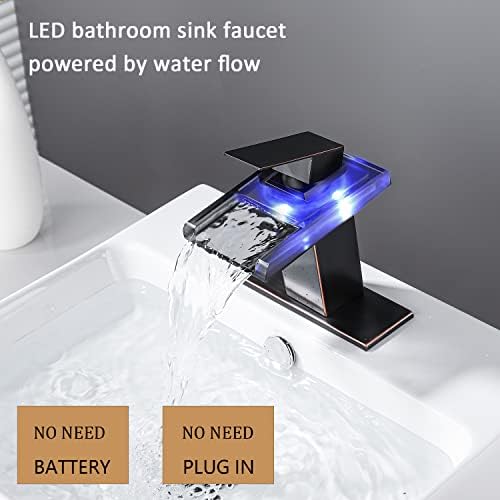 LED тапа за мијалник за бања, водопад единечна рачка суета тапа за мијалници 1 или 3 дупки со метални патенти и 2 линии за водоснабдување,