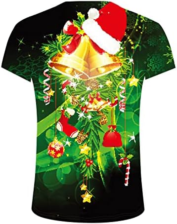 XXBR Божиќни кратки ракави маици за мажи, смешни Божиќни Дедо Мраз печати тркалезна врата на вратот на врвовите на тренингот дизајнер