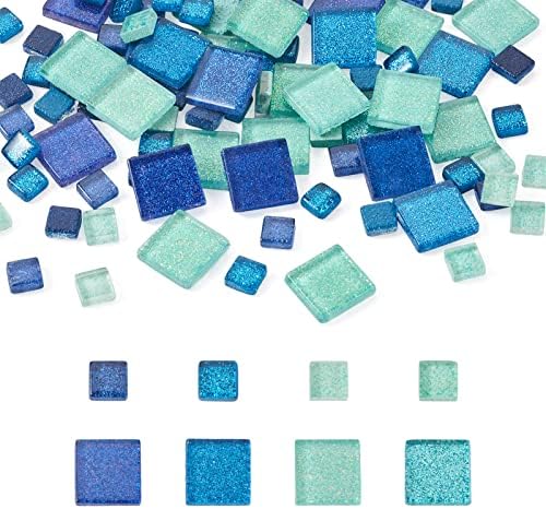 Bestewelry 252pcs 2 големини квадратни стакло мозаични плочки шарени сјајни мозаични камења витраж стаклени плочки за DIY уметност занаетчиска