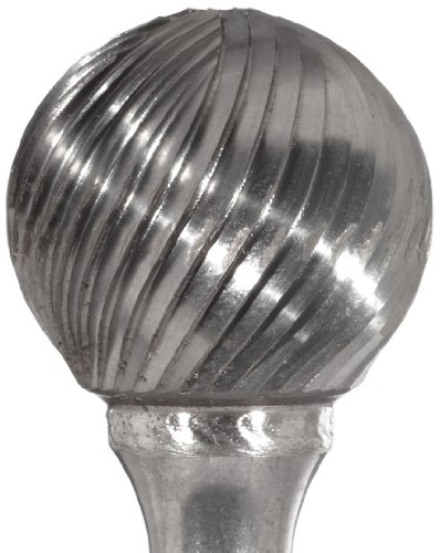 Bassett SD-51 топка цврста карбид бур, неоткриен финиш, единечен сечење, обичен крај, 1/8 shank, 1/4 дијаметар на главата, должина