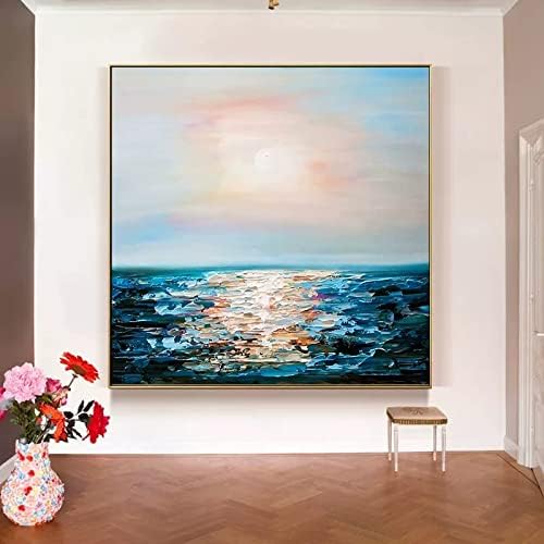 Jfniss Art 3D Апстрактни уметнички слики - Масл слики на платно морето Прирачник за рачно насликани апстрактни уметнички дела платно wallидни