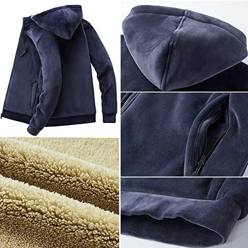 Мажи зимска топла удобност руно ткаенини целосна патент јакна и панталони, густи студенти за следење на костумот