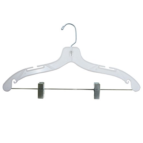 Наханко 1500rchu Пластична костум закачалка со метални вртливите куки и клипови за нотка, тешка тежина, 17 “, бело