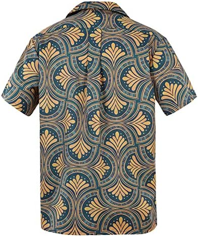 Кошули за хавајски кошули за мажи надолу со кошули со кратки ракави цветни тропски редовни летни маици на плажа