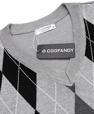 Coofandy Машки без ракави v врат -пуловер џемпер тенок вклопена случајна џемпер од џемпер на Аргиле