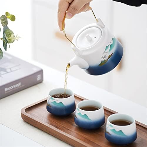 HDRZR SHANSHUI Подигање на зрак Кунг Фу чај сет тенџере четири чаши со конзерви поставени