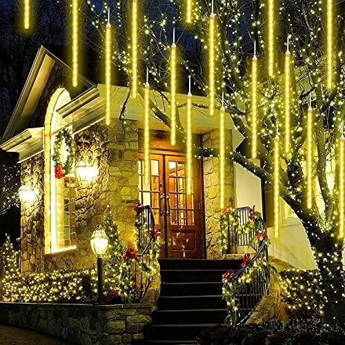 Метеорски дождови светла водоотпорна Божиќна украсна декорација 30см 8 цевки 192 LED диоди за забава Свадба Божиќна урбана новогодишна