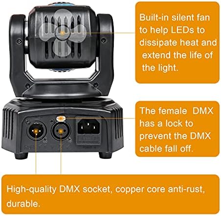 50W RGBWA+UV 6 во 1 Подвижна глава осветлување DJ Lights звук активни предводени светла за миење светла Професионална DMX 16/18CH Диско