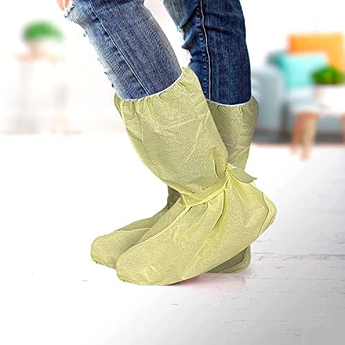 АМЗ Медицински снабдување за еднократна употреба чевли за затворено во затворено, пакет од 10 полипропилен жолти водоотпорни капаци
